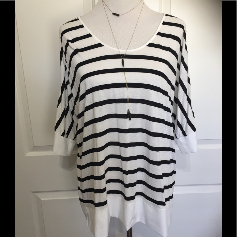 NWOT: Black & white striped blouse
